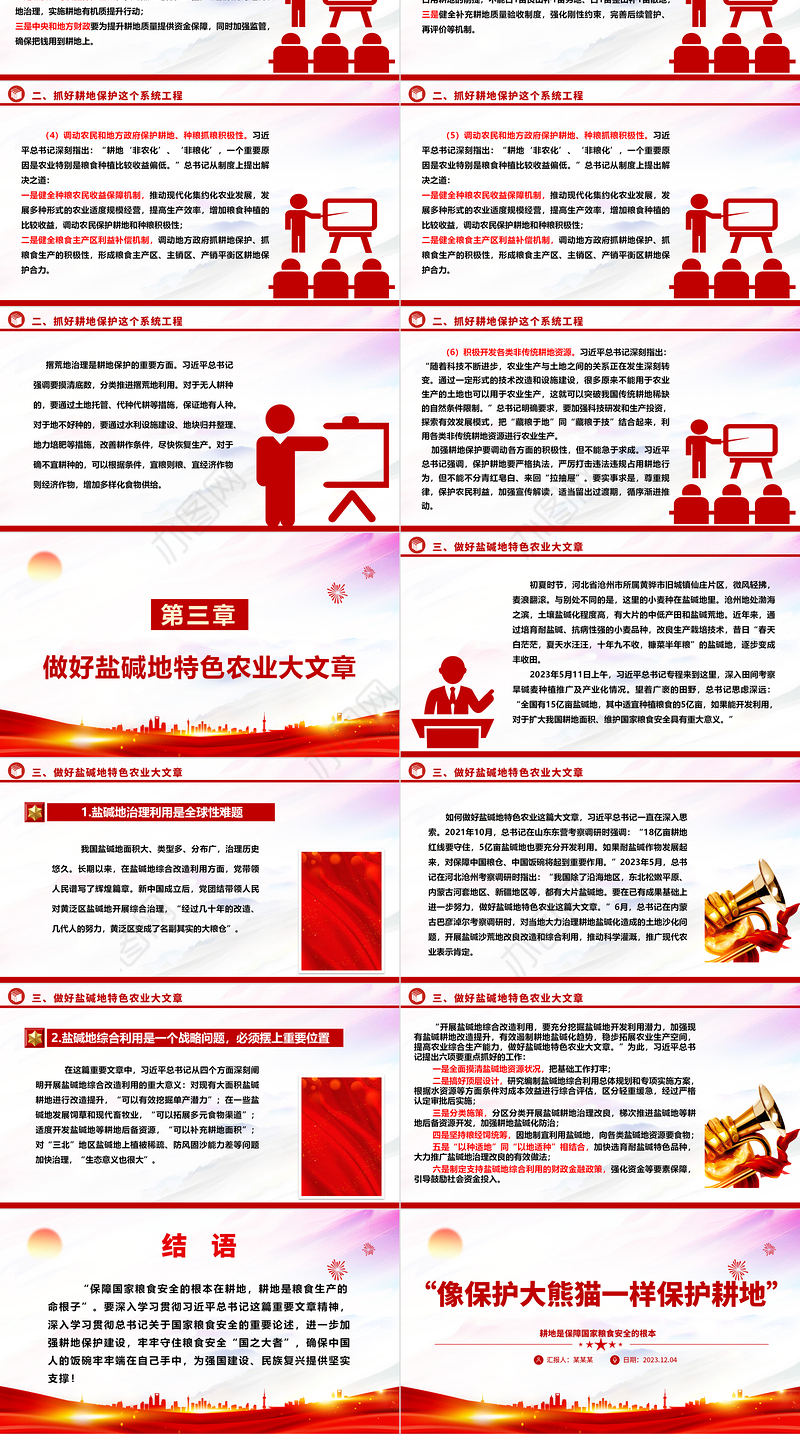 2023“像保护大熊猫一样保护耕地”ppt大气简洁耕地是保障国家粮食安全的根本党组织专题教育党课课件