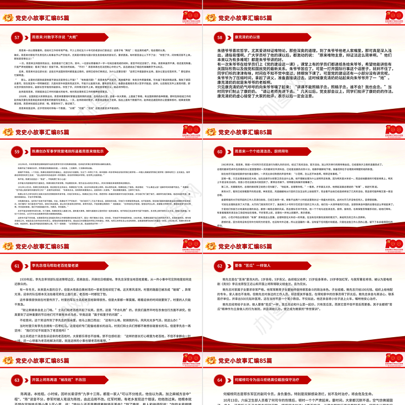 1921-2021党史小故事汇编85篇PPT中小学生学党史红色教育专题党课PPT模板