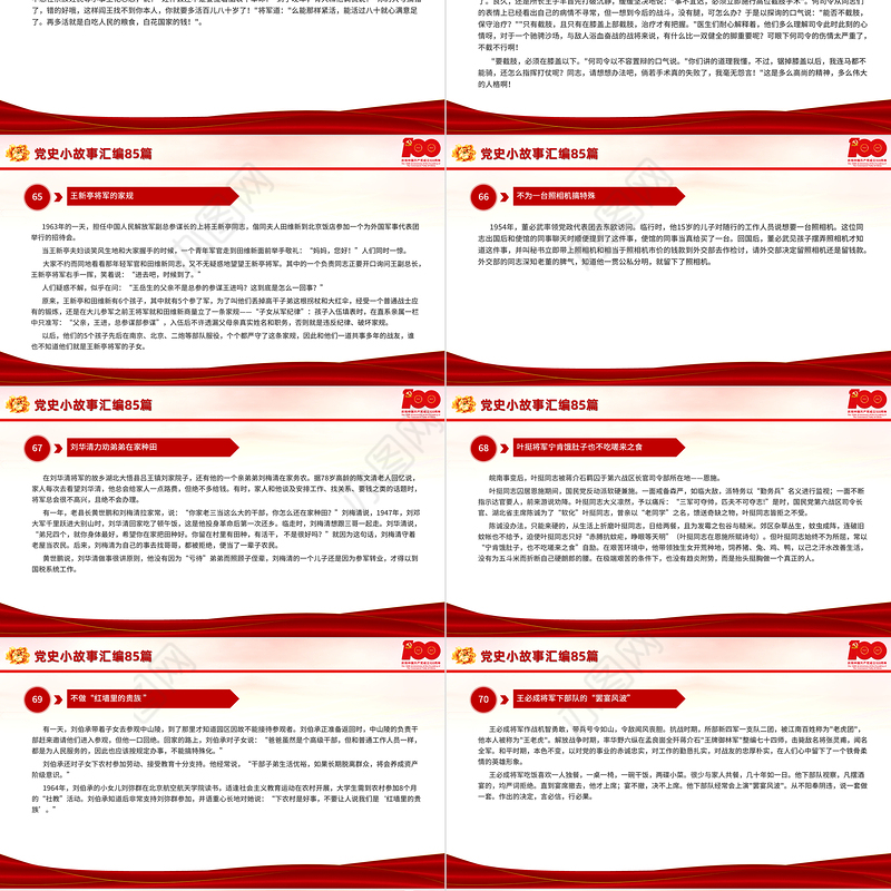 1921-2021党史小故事汇编85篇PPT中小学生学党史红色教育专题党课PPT模板