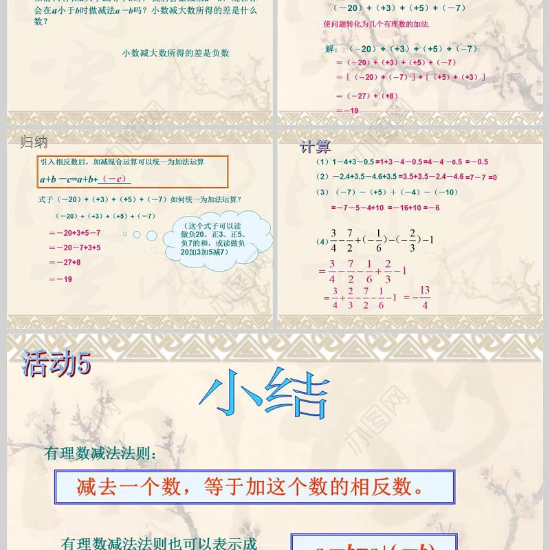  义务教育课程标准实验教科书七年级上册第一章有理数有理数减法数学课件PPT模板
