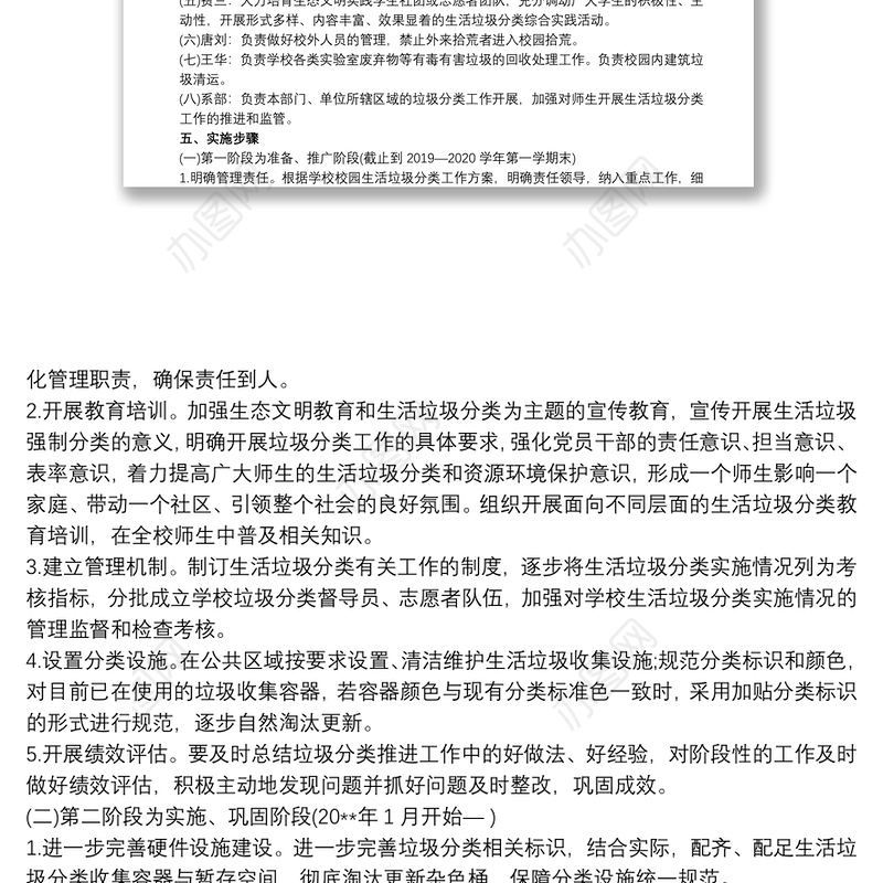 学校垃圾分类工作方案最新