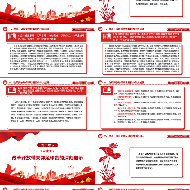 改革开放所取得的成就与启示ppt大气经典风经济路线专题党组织党课课件