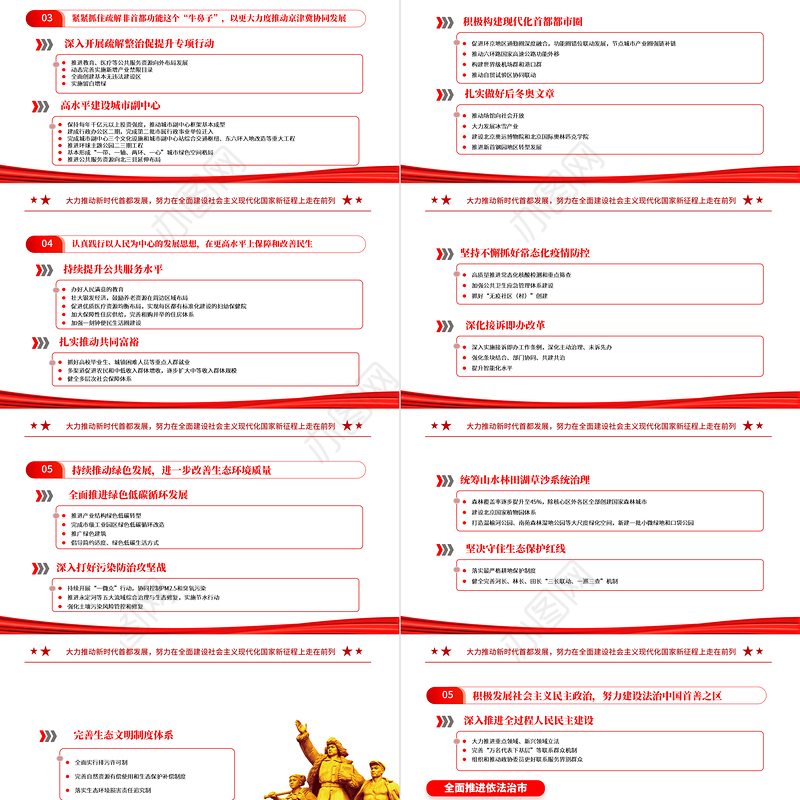 红色党建风中国共产党北京市第十三次党代会报告专题党课PPT课件模板