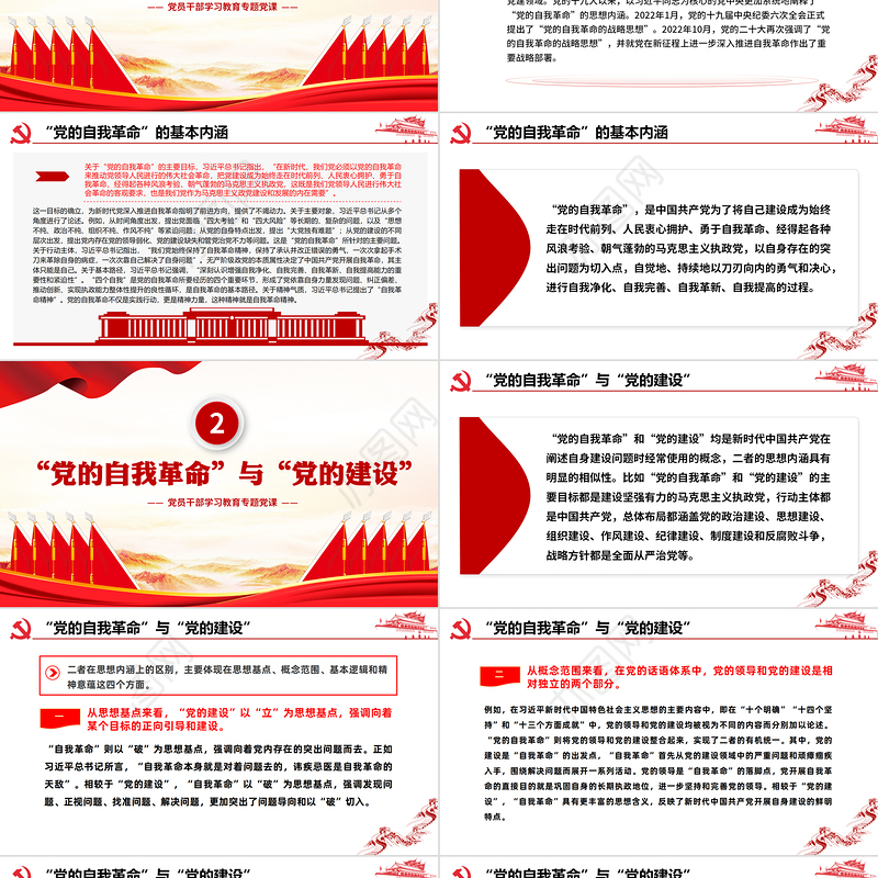 党的“自我革命”重要命题的理论内涵PPT大气精美风党员干部学习教育专题党课课件模板