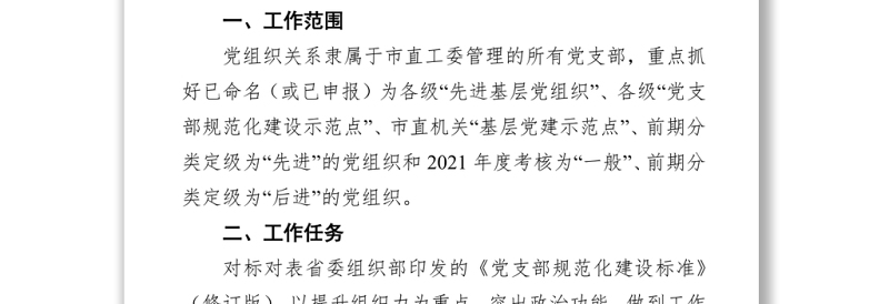 2022年扎实推进党支部规范化建设工作方案