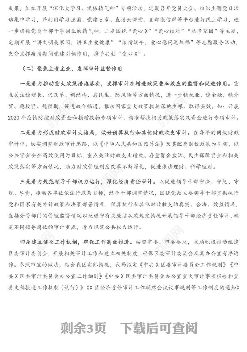 X区审计局2020年工作总结及2021年工作思路