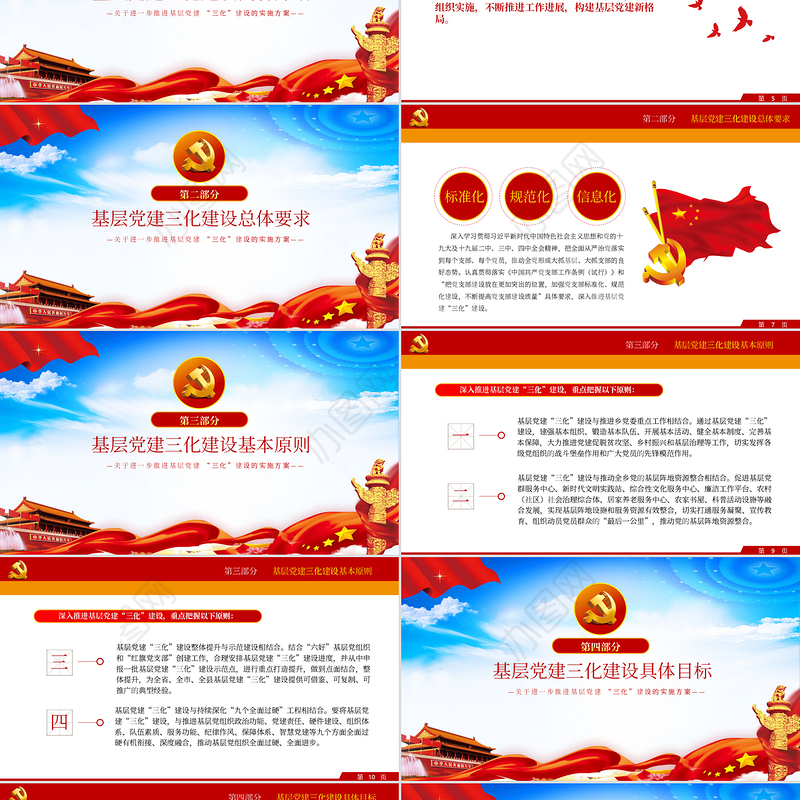 蓝色大气进一步推进基层党建三化建设的实施方案基层党建PPT模板