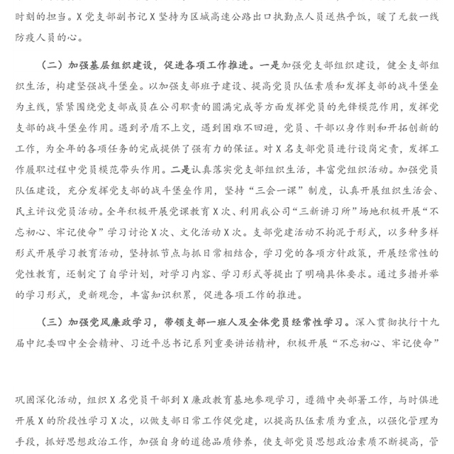 X建设开发有限公司党支部书记抓基层党建工作述职报告