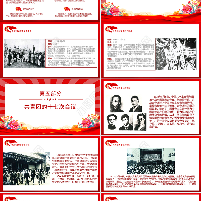 2025五四青年节PPT共青团的光辉历史基础知识历史事件团史学习课件