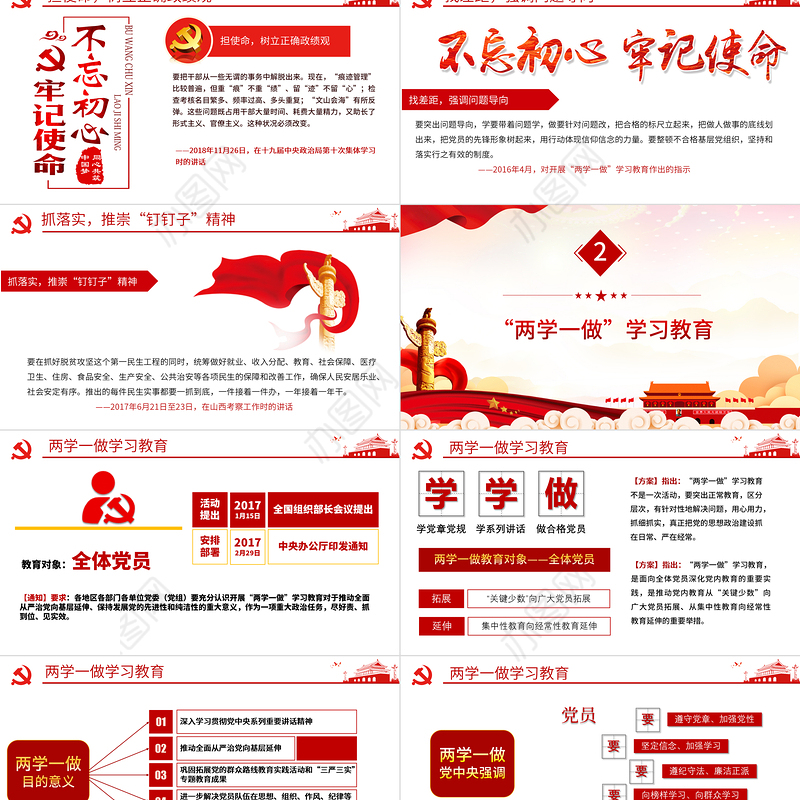 2021全党四场专题党课PPT不忘初心牢记使命两学一做三严三实党的群众路线党课课件