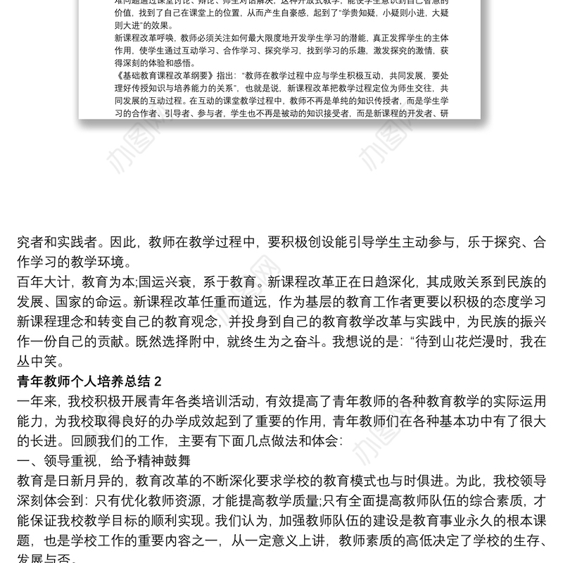 青年教师个人培养总结