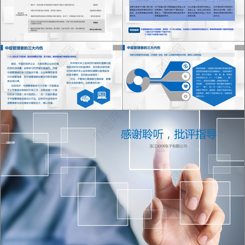 2017年高端蓝色商务管理PPT模板
