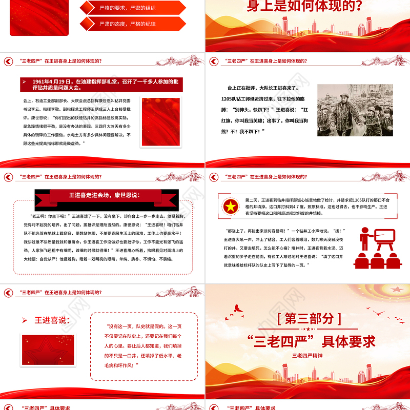 2023弘扬三老四严精神PPT精美简洁纪念铁人王进喜诞辰100周年石油系统党课课件