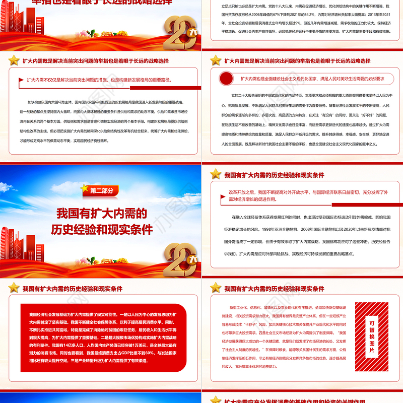 2023着力扩大国内需求是经济工作的重要任务PPT大气精美风党员干部学习教育专题党课课件模板