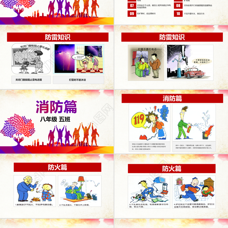 原创512全国防灾减灾日知识活动宣传PPT模板-版权可商用