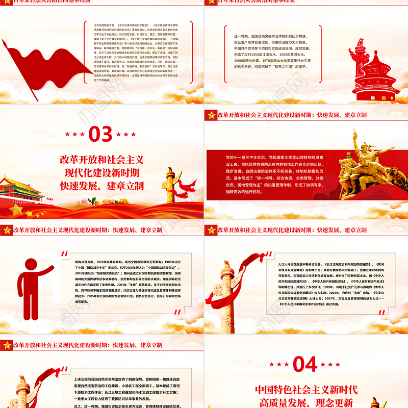 自然灾害防治的百年历程与经验PPT简洁精美建党百年自然灾害防治救援专题党课课件