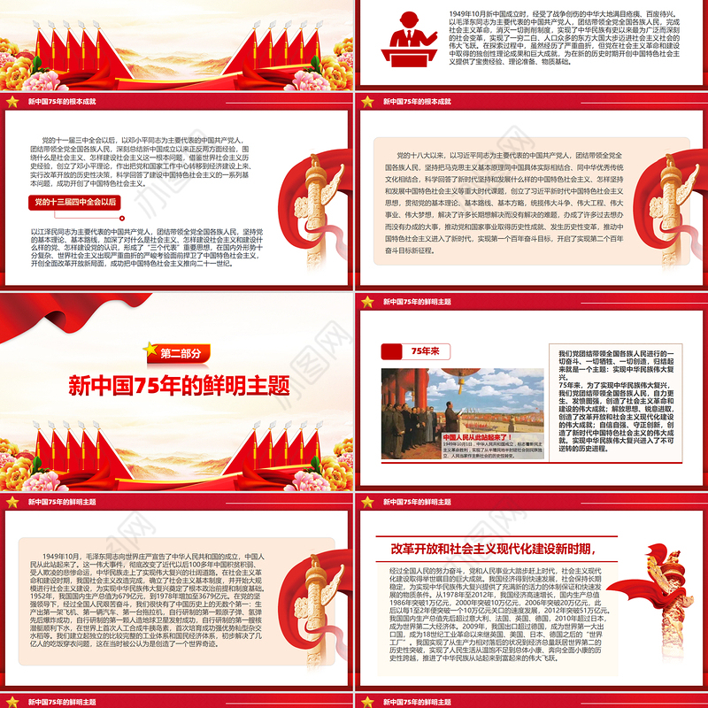 2024新中国75年的光辉历程和历史启迪PPT微党课