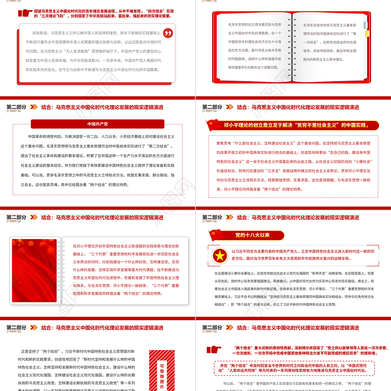 2023契合结合融通PPT党政风“两个结合”视域下马克思主义中国化时代化理论生成的逻辑意蕴专题党课课件模板
  