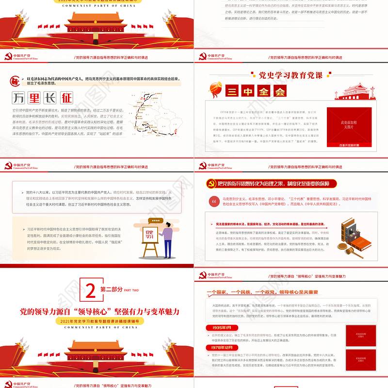 2021关于百年大党领导力的思考PPT党政部门团支部党史学习教育专题授课课件模板下载