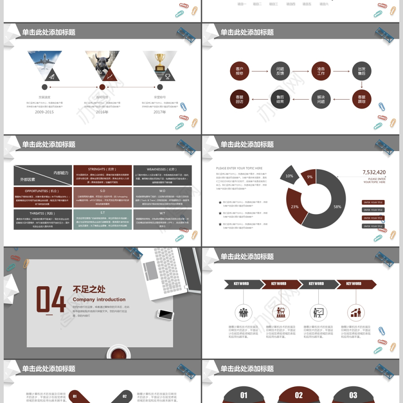 办公商务动态工作总结汇报PPT