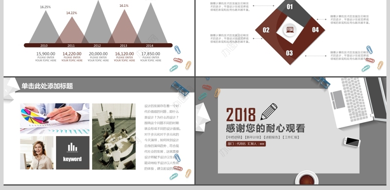 办公商务动态工作总结汇报PPT