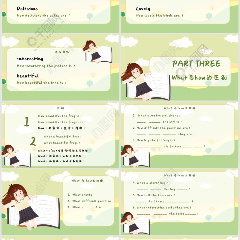 人教版英语课件感叹句PPT小学六年级模板