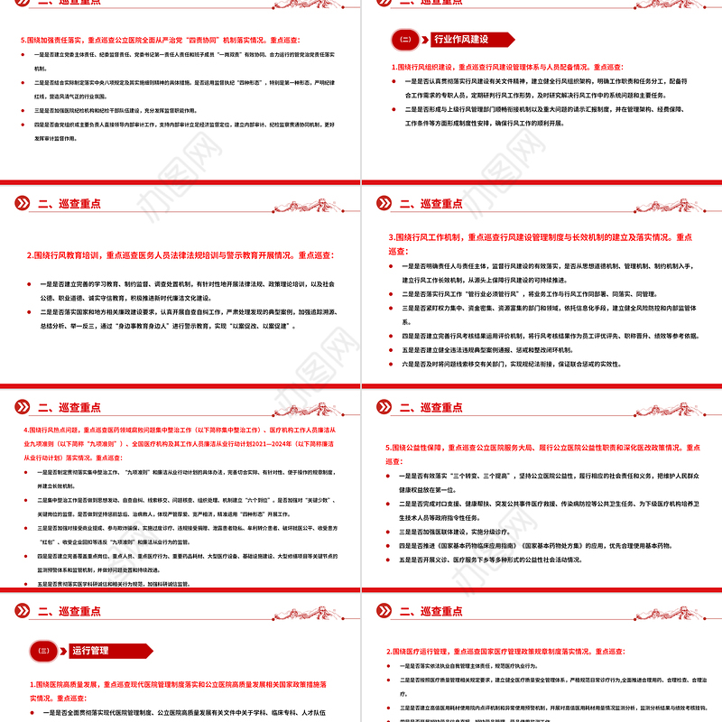 一文读懂大型医院巡查工作方案PPT大气简洁公立医院党建课件