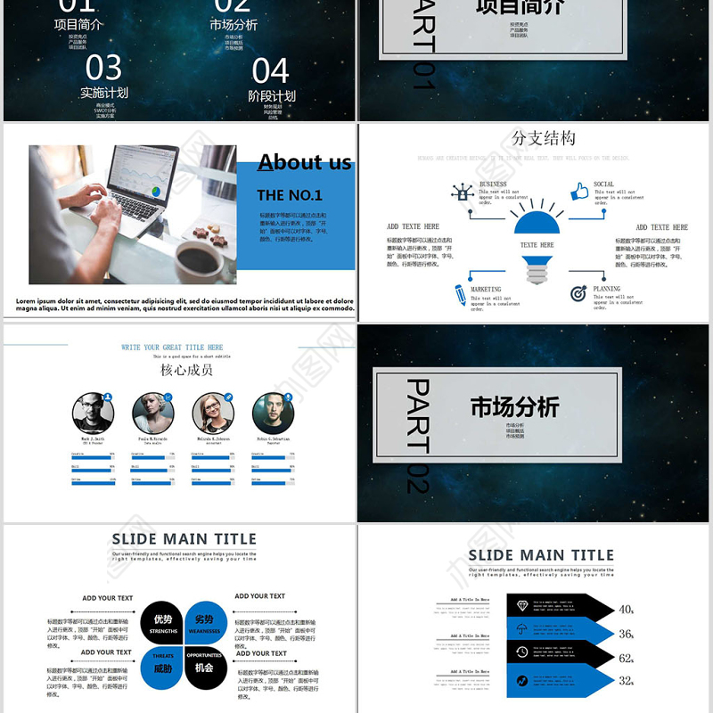 2019高科技宇宙星空创业商业计划书公司介绍PPT模板