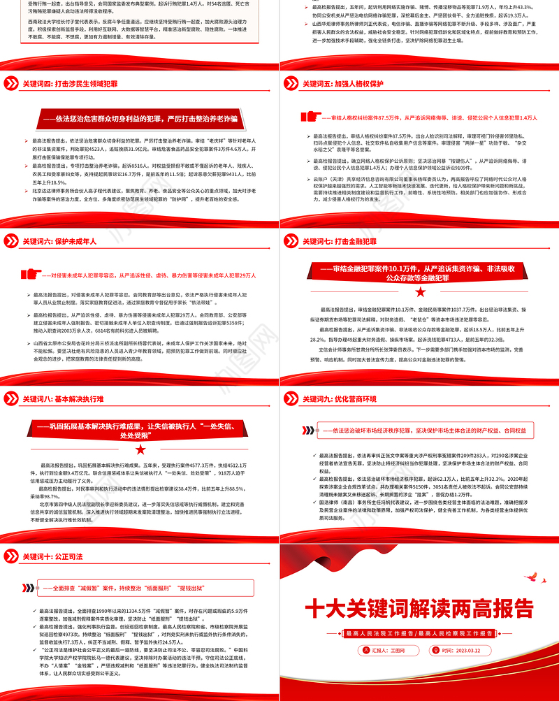 2023十大关键词解读两高报告PPT2023年最高人民法院工作报告与最高人民检察院工作报告要点解读党课课件