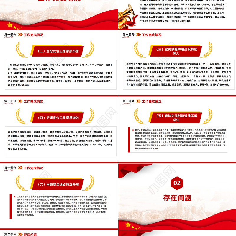 2023年宣传思想文化工作总结及2024年宣传思想文化工作计划PPT模板