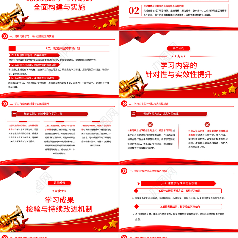 党纪学习教育计划表制定PPT精美大气从8个切入点出发制定课件