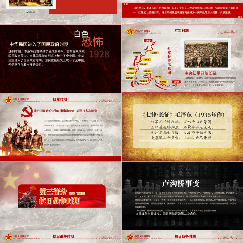 2020八一建军节中国人民解放军发展简史国防教育部队教育爱国主义教育PPT模板