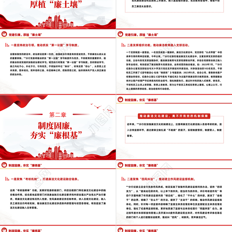 五廉同向发力激发廉洁文化建设内生动力PPT红色精美银行廉洁从业合规经营廉政教育党课