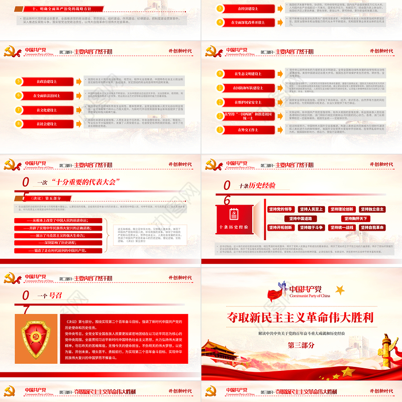 第三个历史决议要点PPT大气党政风党的百年奋斗史成就经验学习党课课件