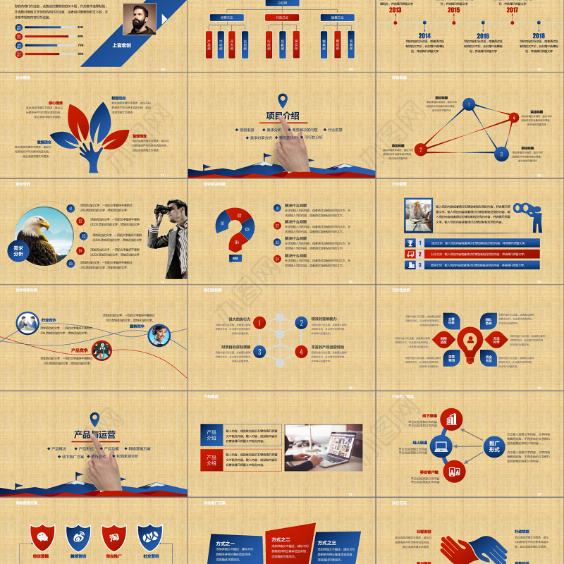 撸起袖子加油干商业创业融资计划书PPT