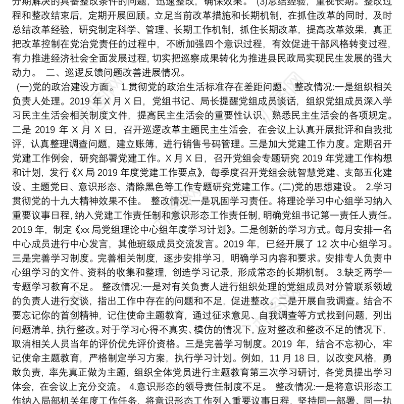 巡察整改下一步措施县巡察整改进展情况及下一步工作报告