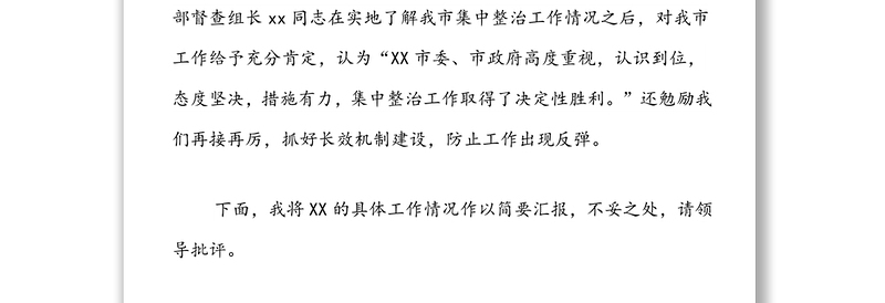 XX市集中整治突出治安问题情况汇报