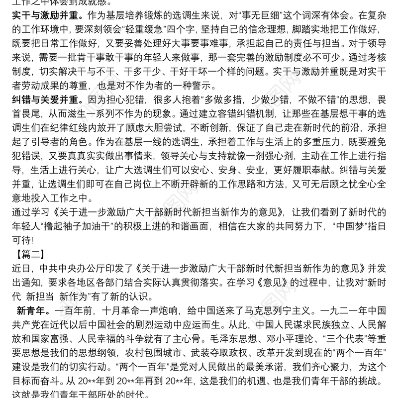 论新时代新青年新担当新作为