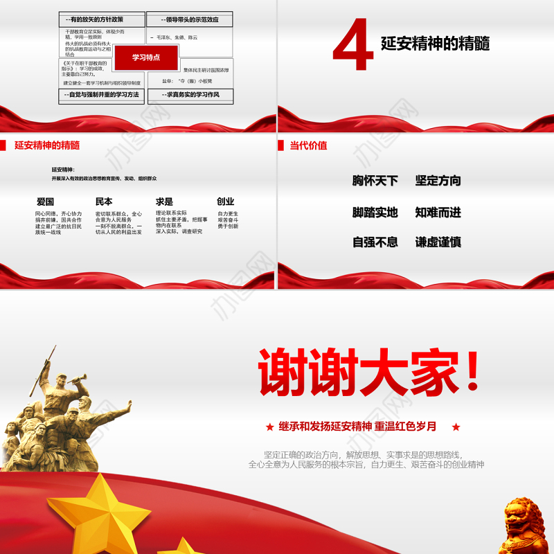 延安精神微党课PPT模板