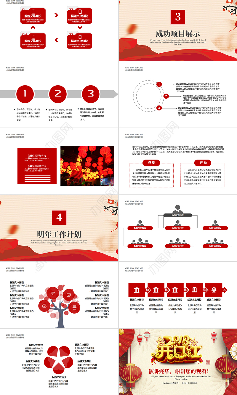 红色大气策划部开门红年终总结PPT模板