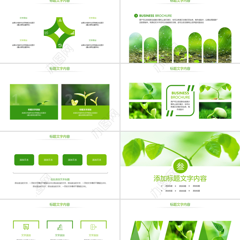 原创唯美绿色植物发芽植物生长敬畏生命PPT模板-版权可商用