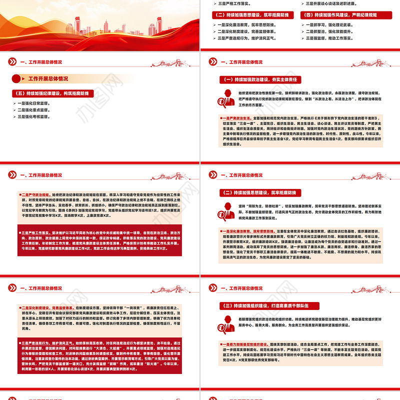 简洁大气2024年全面从严治党和党风廉政建设工作总结PPT模板