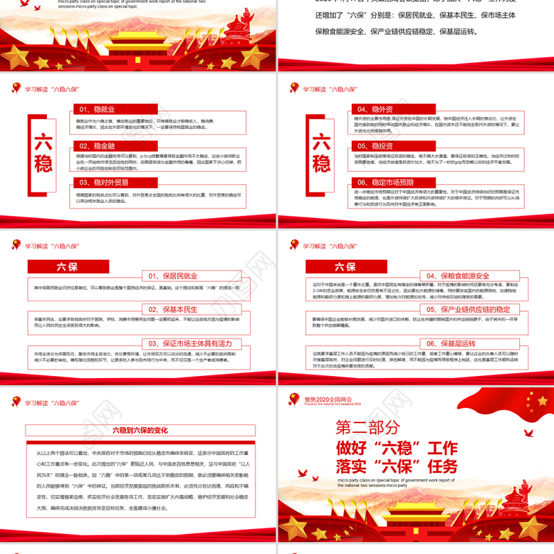 守住底线稳中求进从两会看六稳六保如何发力动态PPT