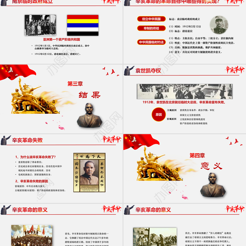 红色大气简约党课历史党政辛亥革命课件PPT模板