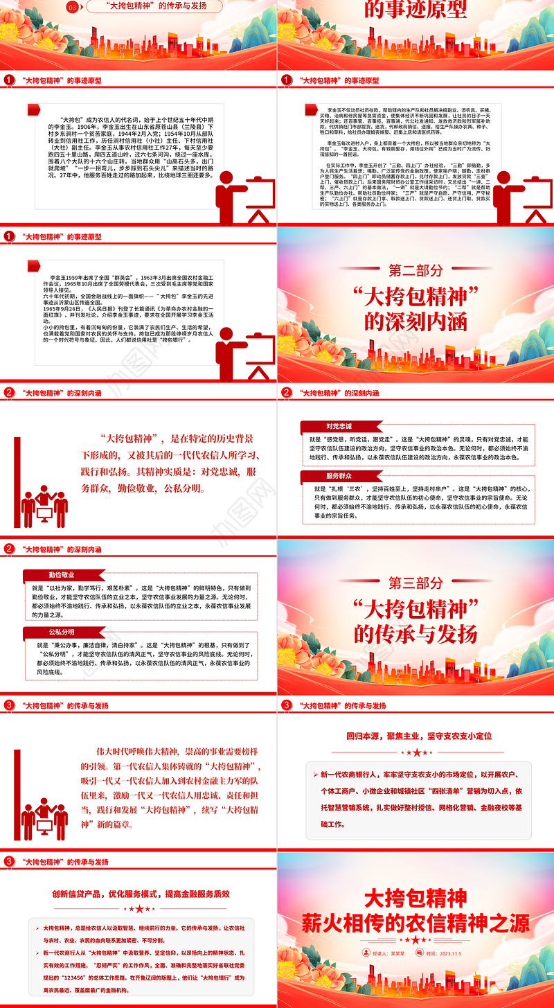 大挎包精神PPT精美党建风薪火相传的农信精神之源专题党课课件
