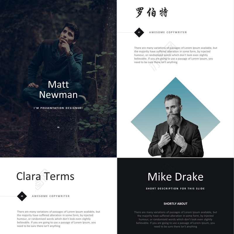 欧美A4竖版杂志风公司简介创意PPT模板