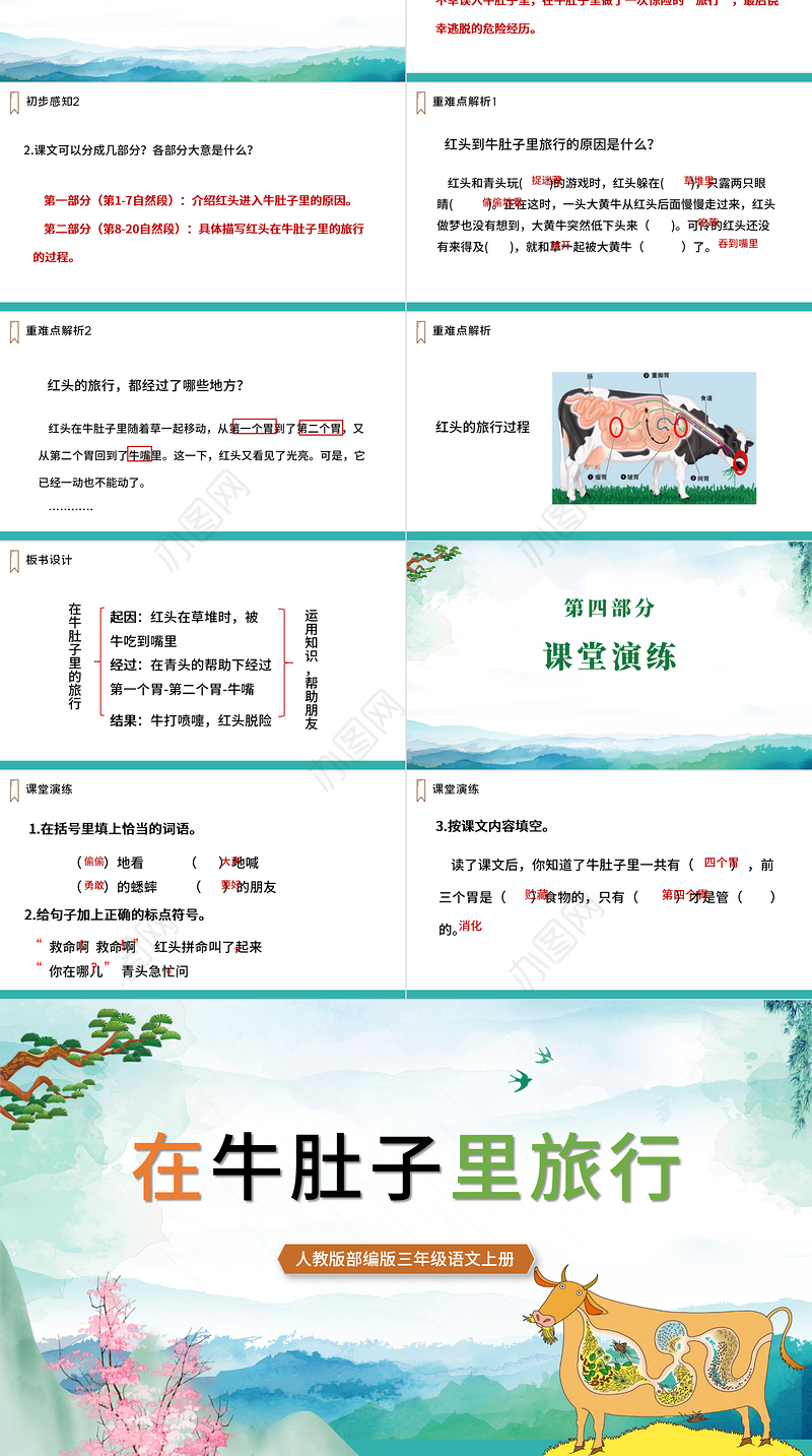 2022在牛肚子里旅行PPT卡通风第19课小学三年级语文上册部编人教版教学课件