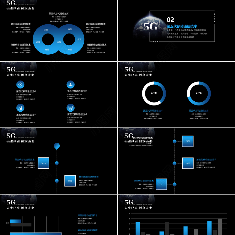 原创5G互联网科技通信技术发布会PPT模板