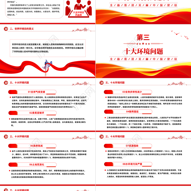 2024六五环境日科普PPT大气精美社区学校环保公益模板
