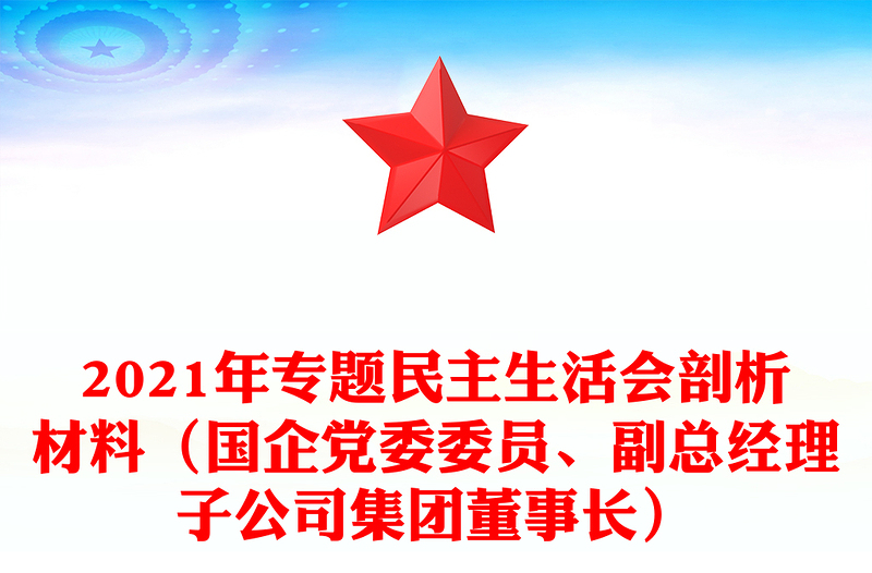 2021年专题民主生活会剖析材料（国企党委委员、副总经理子公司集团董事长）
